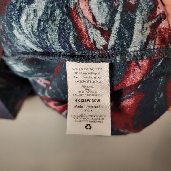 Terra & Sky Colorful Top Women's Size 4x 28W-30W Boho‎ Flowy Dark Green Artsy - Picture 8 of 9